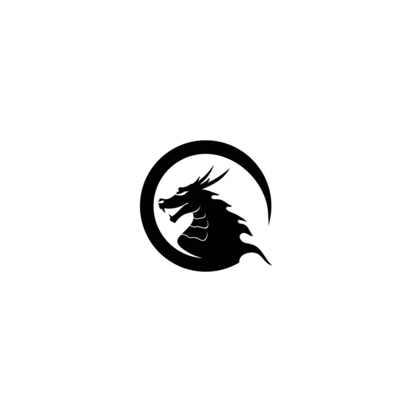 Head Dragon Platt Färg Logotyp Mall Vektor Illustration Design — Stock vektor