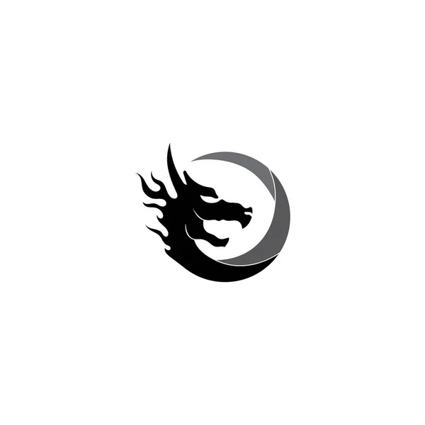 Head Dragon Platt Färg Logotyp Mall Vektor Illustration Design — Stock vektor