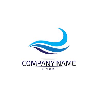 Dalgalar plaj mavi su logosu ve semboller simge uygulaması
