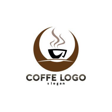 Kahve fincanı Logo Şablonu vektör simgesi tasarımı ve kahve koyu