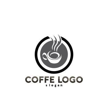 Kahve fincanı Logo Şablonu vektör simgesi tasarımı ve kahve koyu