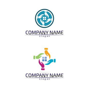 Emlak ve ev binaları logo simgeleri şablonu