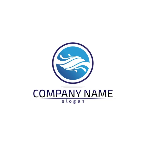 Onde Acqua Spiaggia Logo Simboli Blu Modello Icone App — Vettoriale Stock