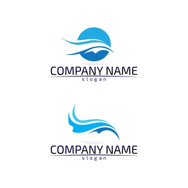 Waves Beach Blue Water Logo Symbols Template Icons App — Stock Vector