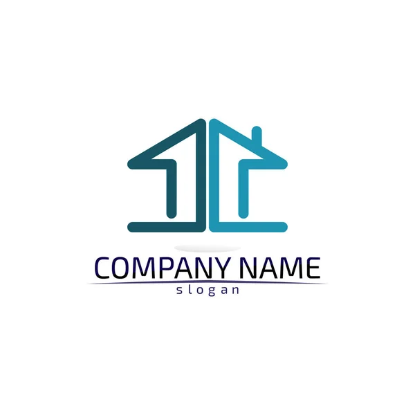 Imobiliário Casa Edifícios Logotipo Ícones Modelo — Vetor de Stock