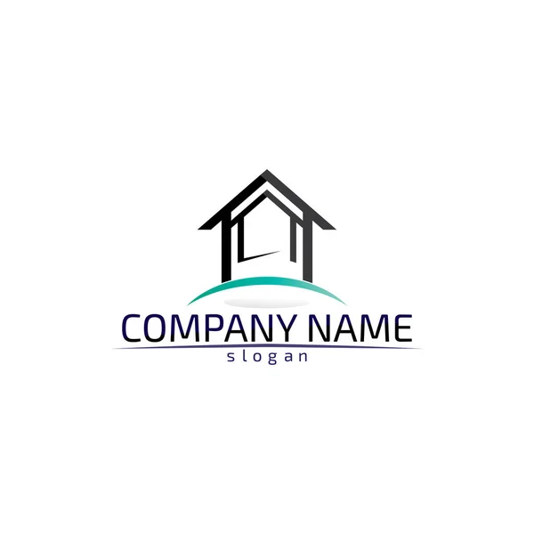 Immobiliare Home Building Logo Icone Modello — Vettoriale Stock