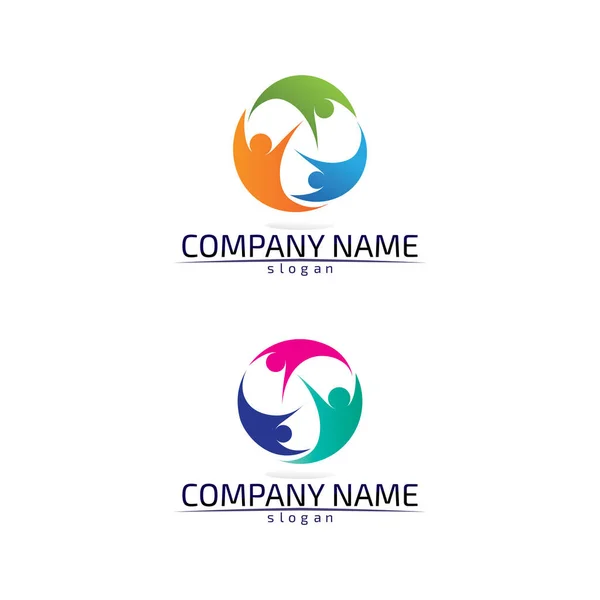 Community Care Logo Mensen Pictogrammen Circle Vector Concept Engagement Samenzijn — Stockvector