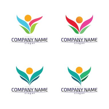 Toplumsal Bakım Logosu Kişileri Çember Vektör Bağlantısı Konseptinde Birliktelik