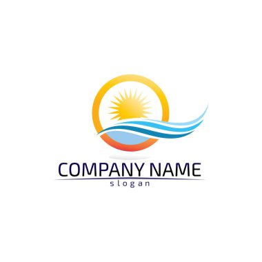 Dalgalar plaj logosu ve semboller simge uygulaması