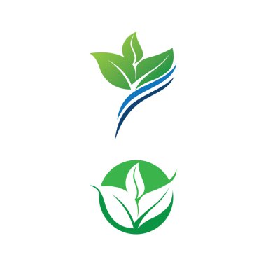 Ağaç yaprağı vektör logosu tasarımı çevre dostu kavram