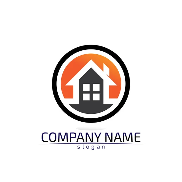 Imobiliário Casa Edifícios Logotipo Ícones Modelo — Vetor de Stock