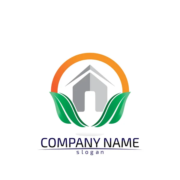 Szablon Logo Nieruchomości Budynków Mieszkalnych — Wektor stockowy