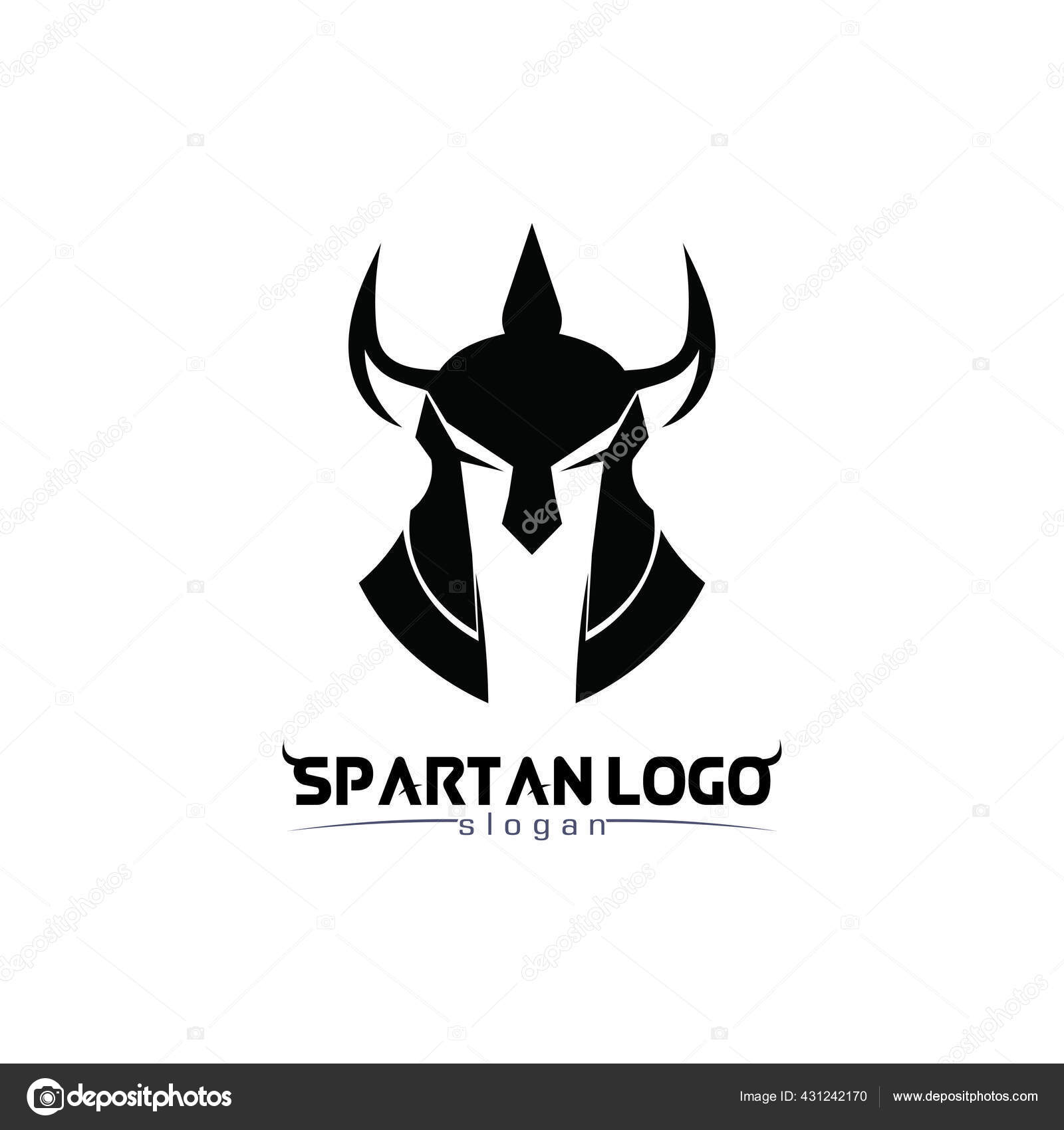 Spartan Logo Black Glaiator Vector Design Helmet Head Stock Vector by  ©Anggawork 431242170, image size:1600x1700