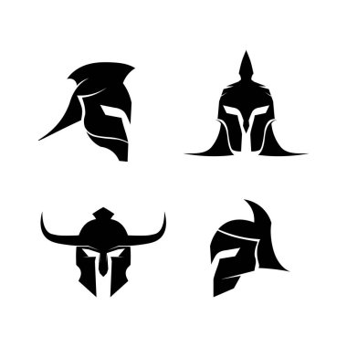 Sparta logosu siyah Glaiator ve vektör tasarım miğferi ve kafası 