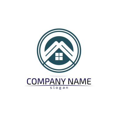 Emlak ve ev binaları logo simgeleri şablonu