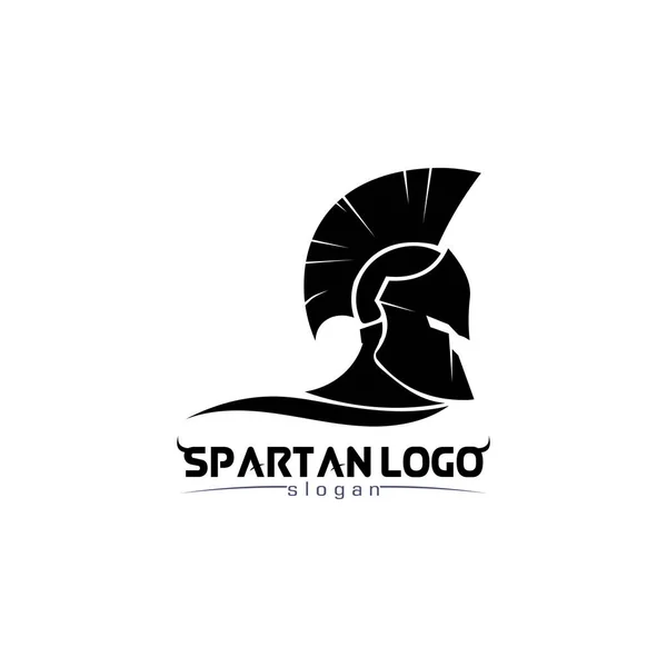 Logo Spartano Nero Glaiator Vettoriale Casco Design Testa — Vettoriale Stock