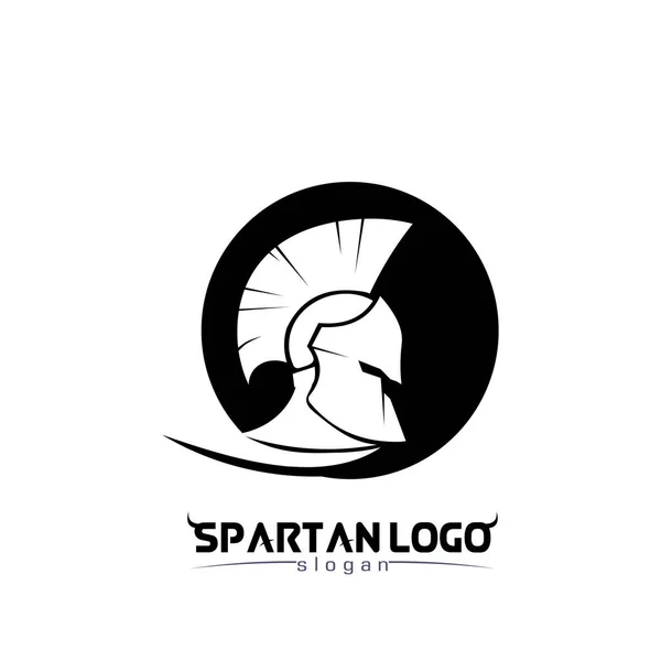 Spartan Logo Black Glaiator Vector Design Helmet Head — Stock Vector