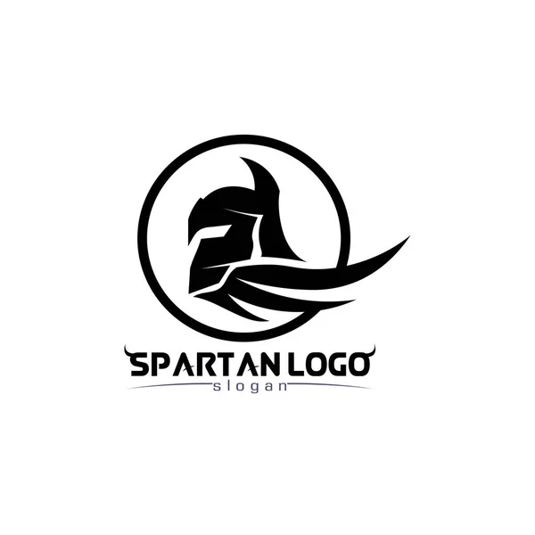 Spartan Logo Black Glaiator Vector Design Helmet Head — Stock Vector