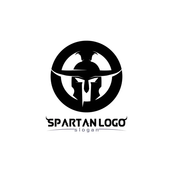 Spartan Logo Black Glaiator Vector Design Helmet Head — Stock Vector