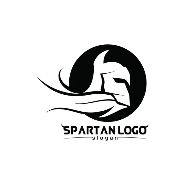 Spartan Logo Black Glaiator Vector Design Helmet Head — Stock Vector