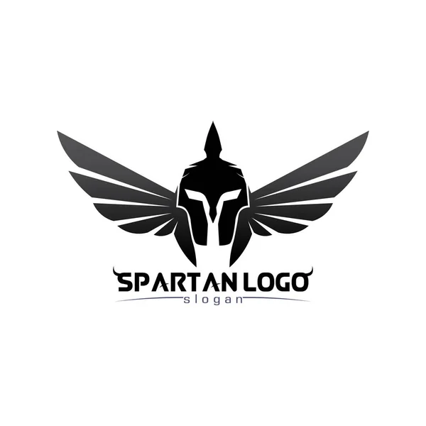 Logo Espartano Negro Glaiator Diseño Vectorial Casco Cabeza — Vector de stock