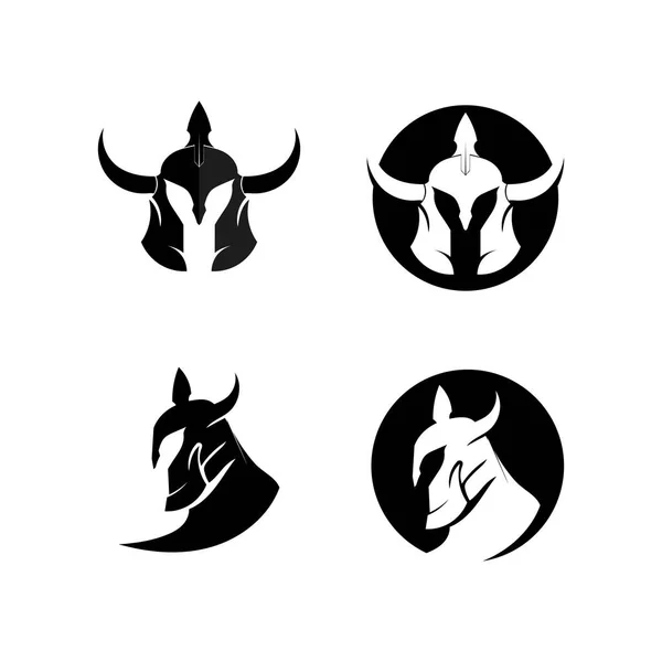 Spartan Logo Black Glaiator Vector Design Helmet Head — Stock Vector