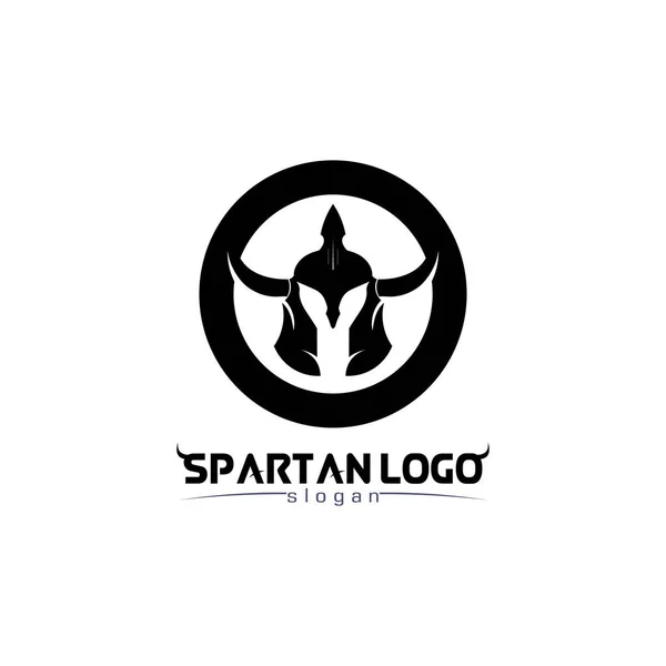 Spartan Logo Black Glaiator Vector Design Helmet Head — Stock Vector