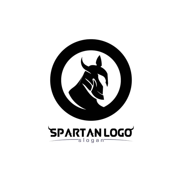 Spartan Logo Black Glaiator Vector Design Helmet Head — Stock Vector