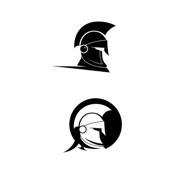 Espartano Logotipo Preto Glaiator Vetor Design Capacete Cabeça — Vetor de Stock
