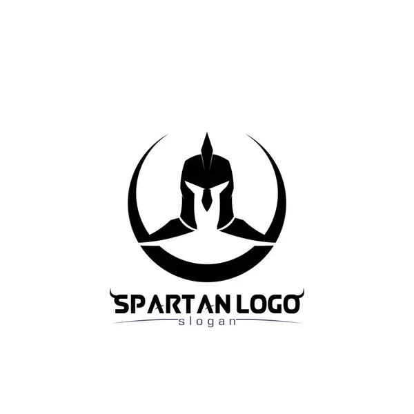 Spartan Logo Black Glaiator Vector Design Helmet Head — Stock Vector