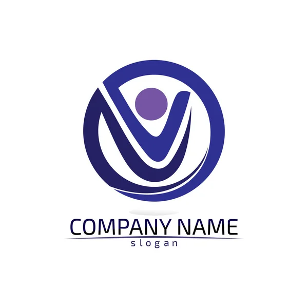 Persone Cura Successo Salute Vita Logo Modello Icone Comunità — Vettoriale Stock