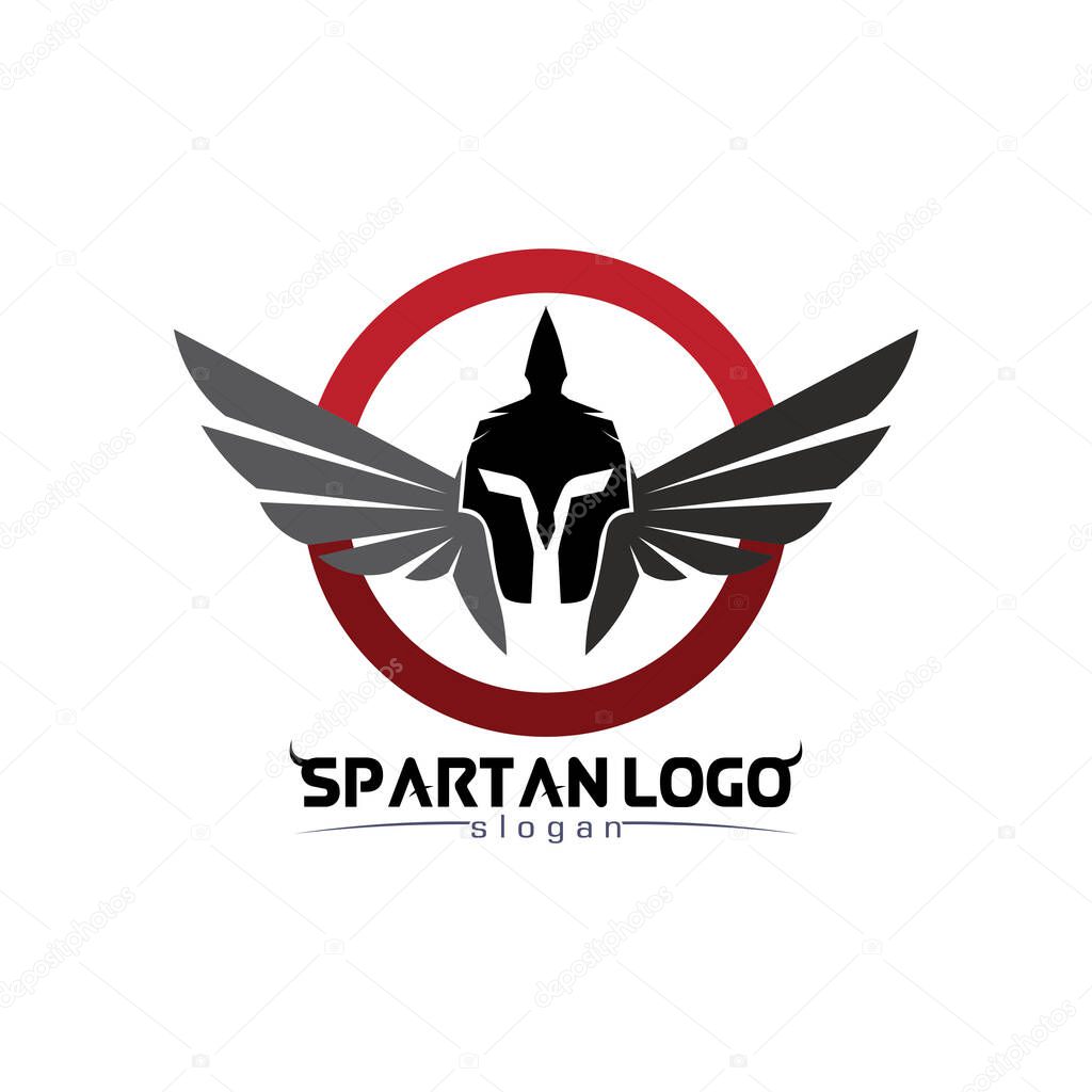 Spartan logo black Glaiator and vector design helmet and head