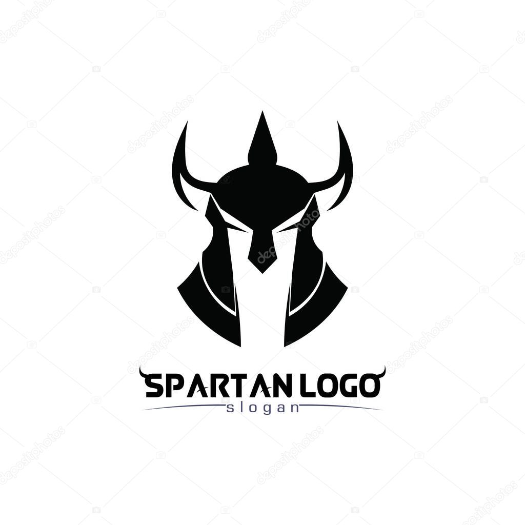 spartan logo black Glaiator and vector design helmet and head 