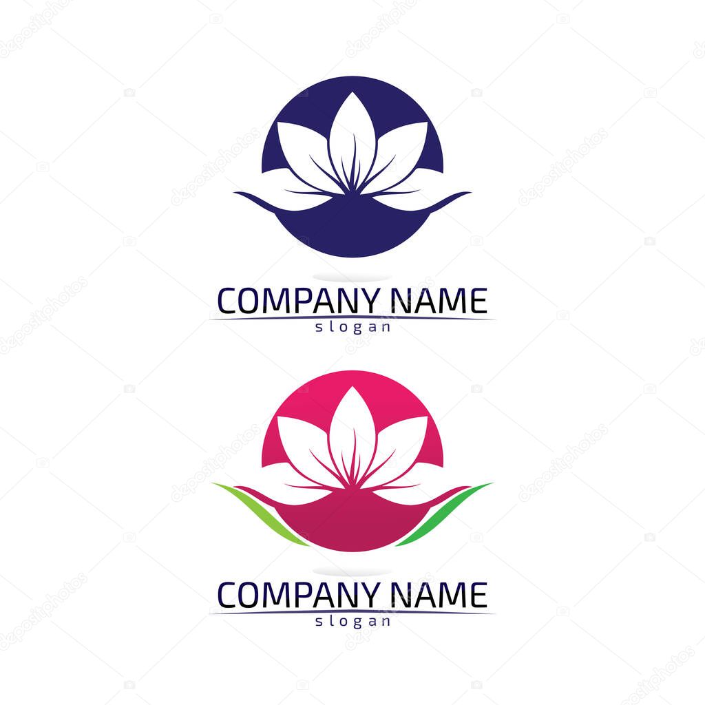 Stylized lotus flower icon vector background design logo