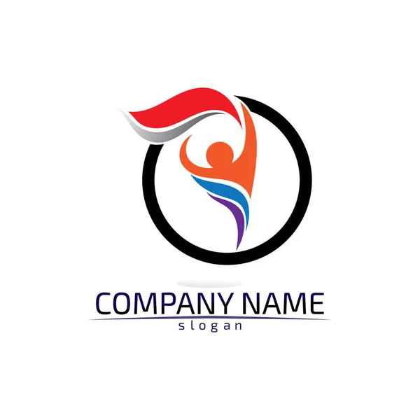 Opieka Społeczna Logo Ludzie Ikony Koncepcji Wektora Koła Zaręczyny — Wektor stockowy