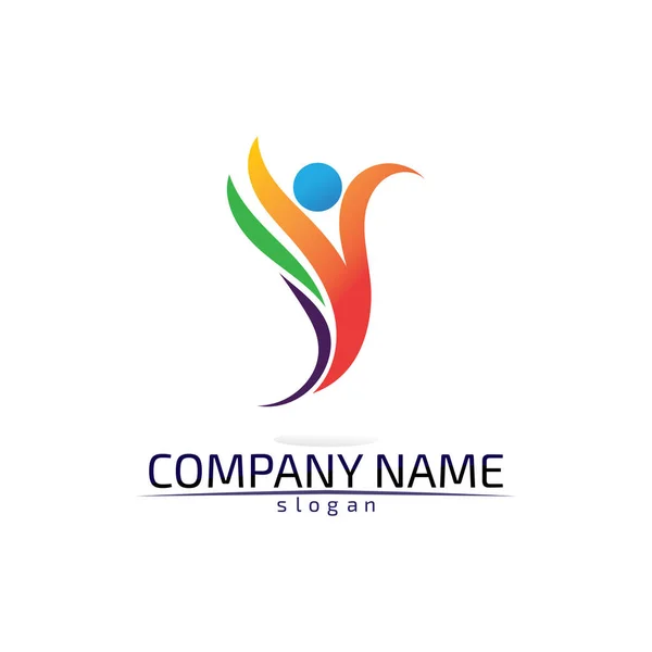 Opieka Społeczna Logo Ludzie Ikony Koncepcji Wektora Koła Zaręczyny — Wektor stockowy
