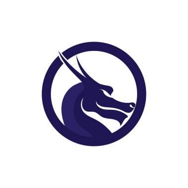 Baş ejderha düz renk logosu vektör illüstrasyon tasarımı