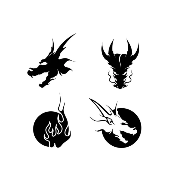 Head Dragon Flat Color Logo Template Vector Illustration Design — Stock Vector