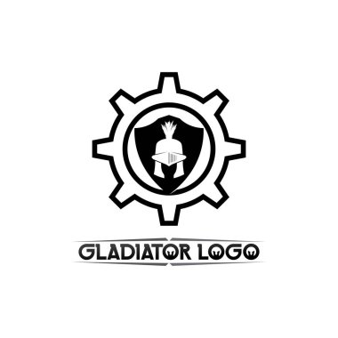 Sparta logosu siyah Glaiator ve vektör tasarım miğferi ve kafası 