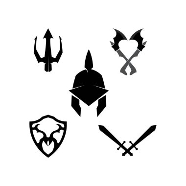 Sparta logosu siyah Glaiator ve vektör tasarım miğferi ve kafası 