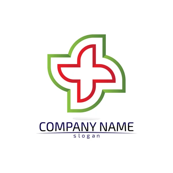 Salute Cura Logo Medico Medicina Meditazione Ospedale Vettore Icona Progettazione — Vettoriale Stock