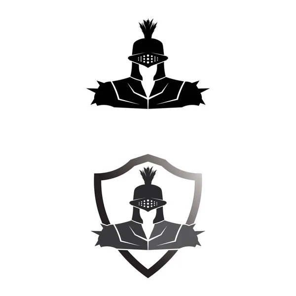 Logo Espartano Negro Glaiator Diseño Vectorial Casco Cabeza — Vector de stock