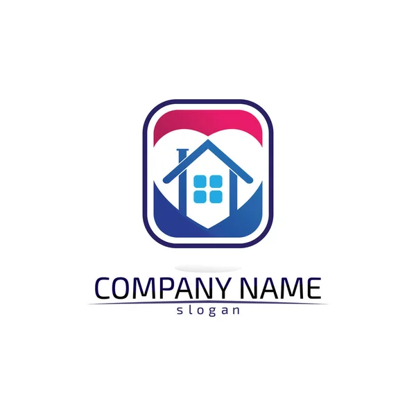 Immobiliare Home Building Logo Icone Modello — Vettoriale Stock