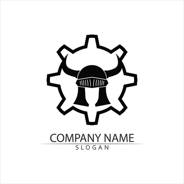 Spartaanse Helm Logo Template Vector Pictogram Ontwerp — Stockvector