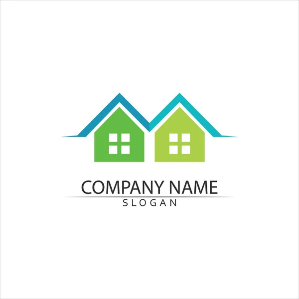 Imobiliário Casa Edifícios Vetor Logotipo Ícones Modelo — Vetor de Stock