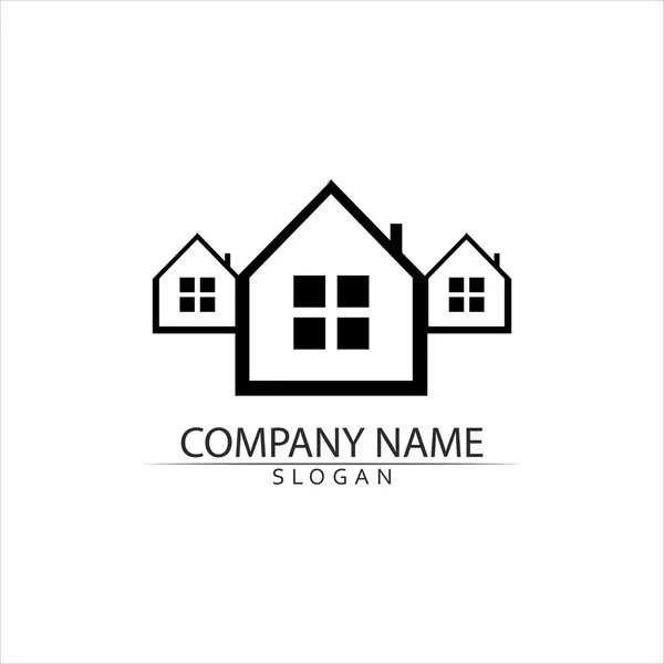 Immobiliare Casa Edifici Vettoriale Logo Icone Modello — Vettoriale Stock