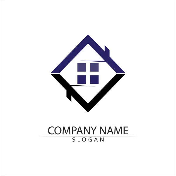 Immobiliare Casa Edifici Vettoriale Logo Icone Modello — Vettoriale Stock