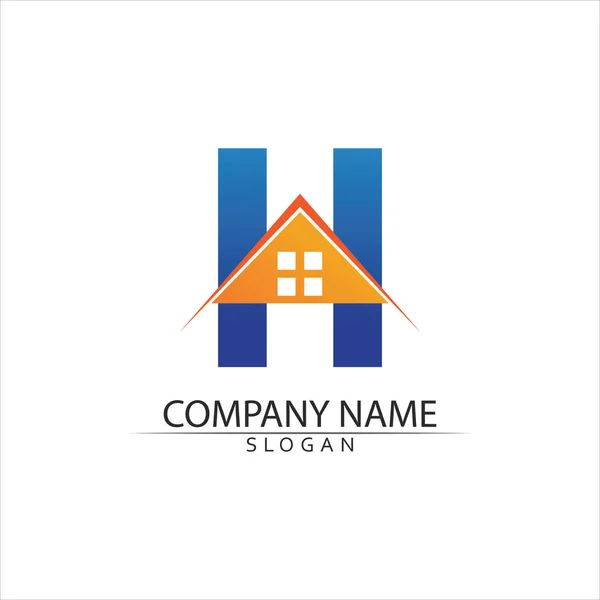 Imobiliário Casa Edifícios Vetor Logotipo Ícones Modelo —  Vetores de Stock