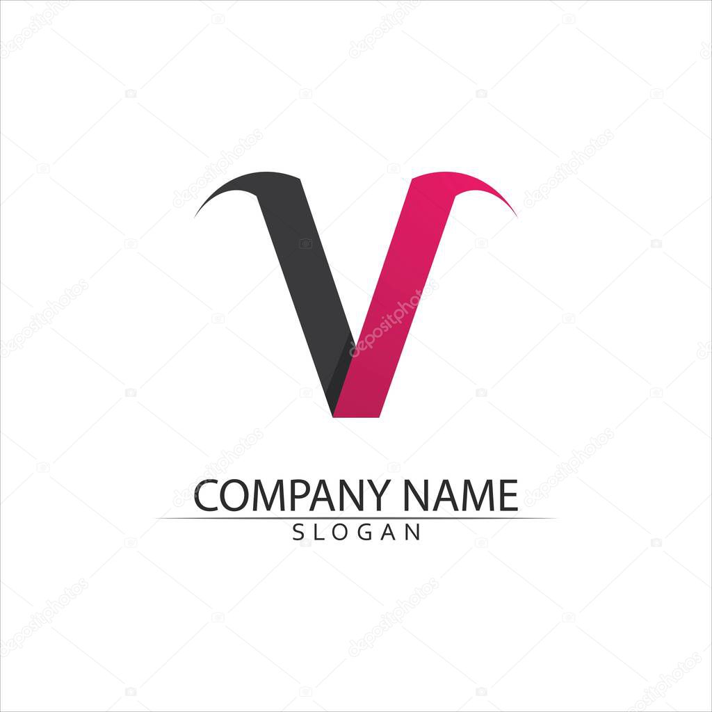 V Letter Logo Template vector icon illustration