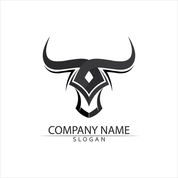 Toro Cuerno Búfalo Logotipo Símbolos Plantilla Iconos Aplicación — Vector de stock